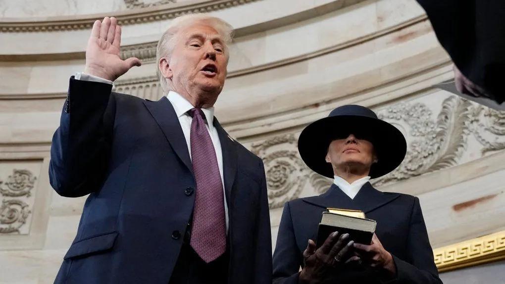 Trump did not place his hand on the Bible during the oath-taking ceremony.